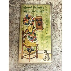 Good Friends Keep in Touch Address Book LITTLE GIRL BONNET Cat Monarch Publ 1974